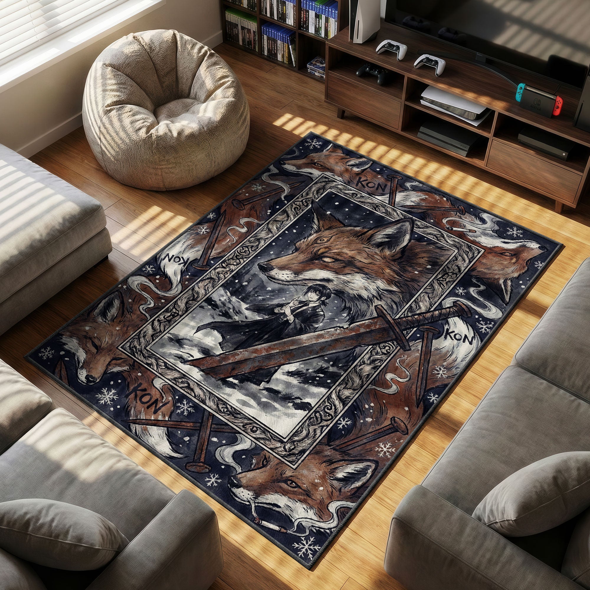 Aki Hayakawa Fox Devil Kon Rug - Chainsaw Man Chair Mat – Padloom