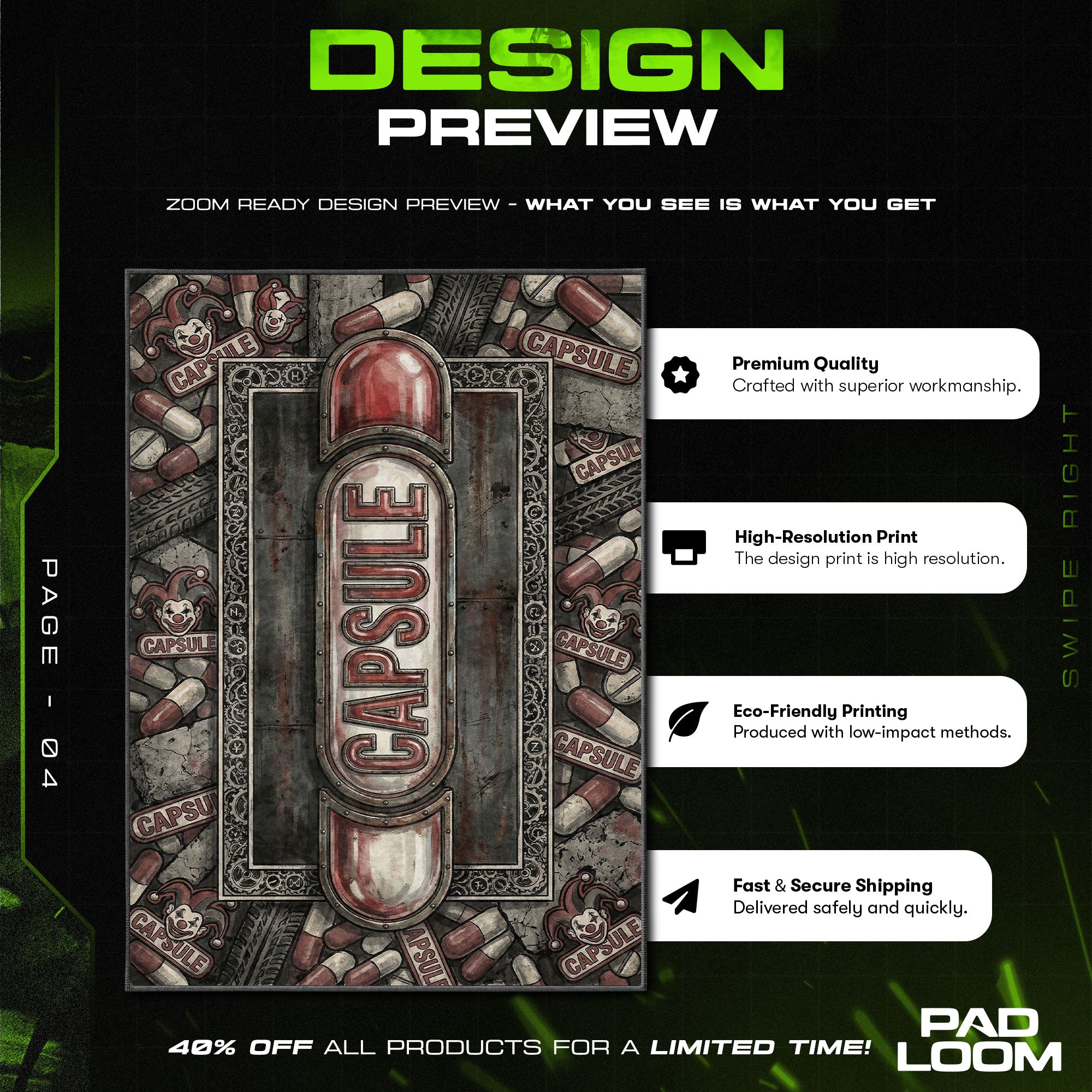 Chair character design printed on rug