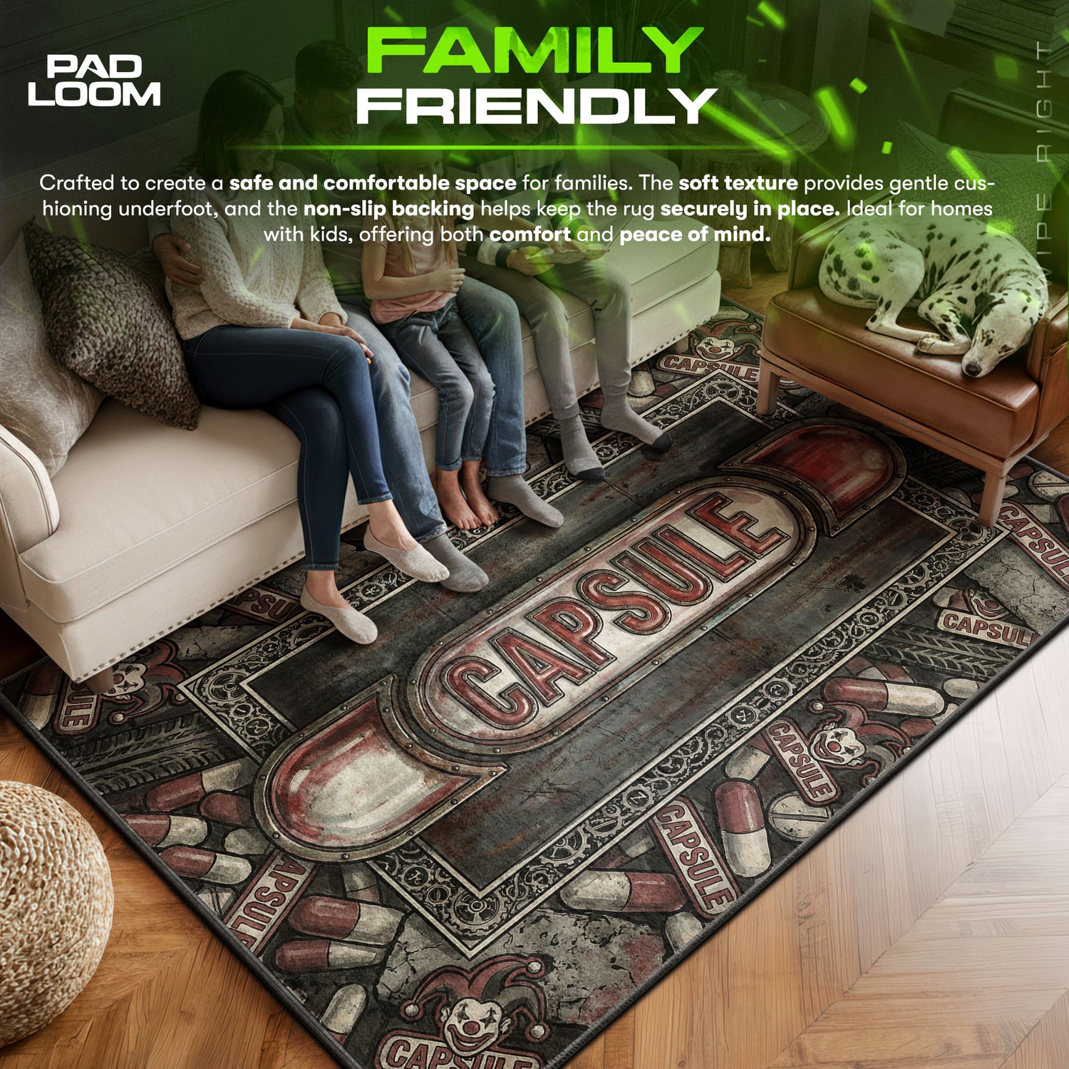 Kaneda area rug showing full Cyberpunk artwork