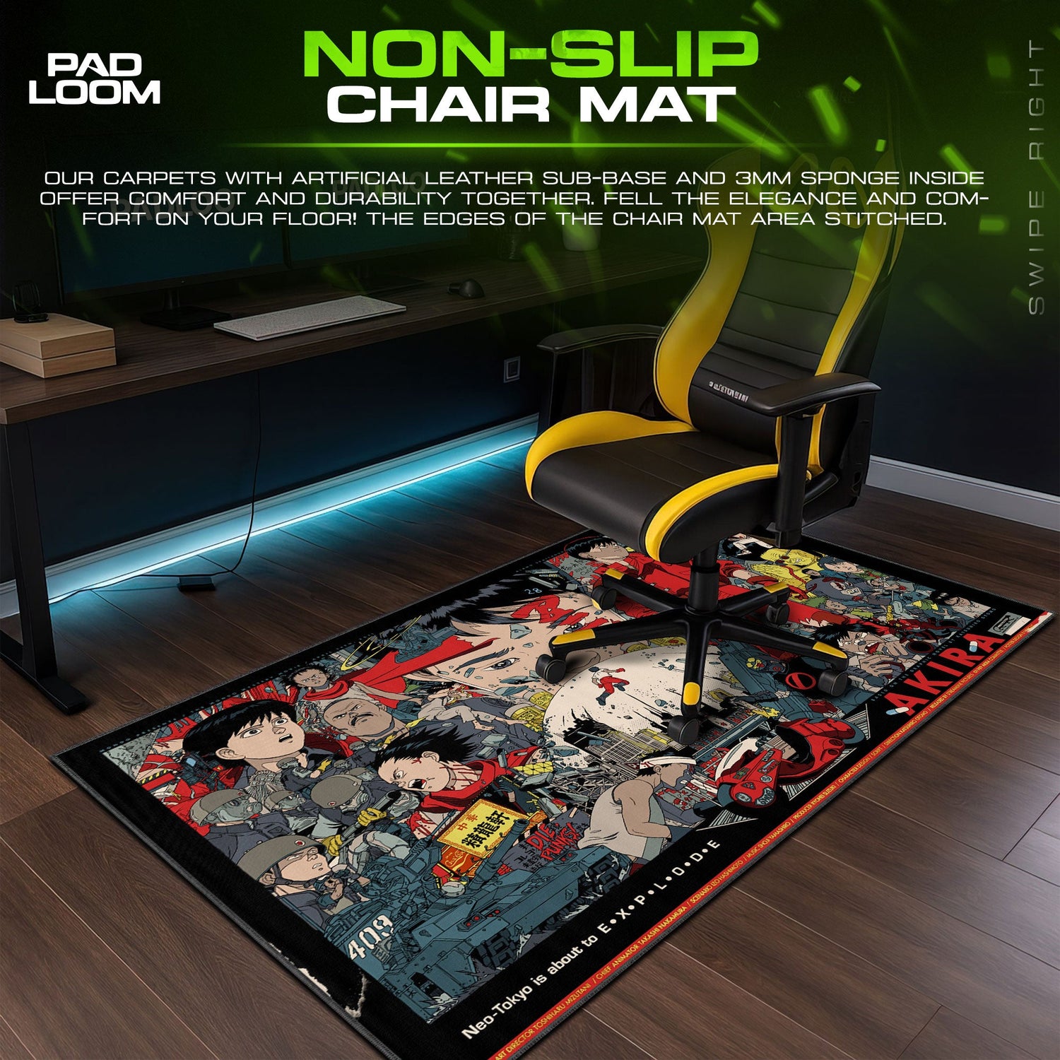 Akira Neo-Tokyo Chaos Mouse Pad, Anime Cyberpunk Desk Mat Padloom