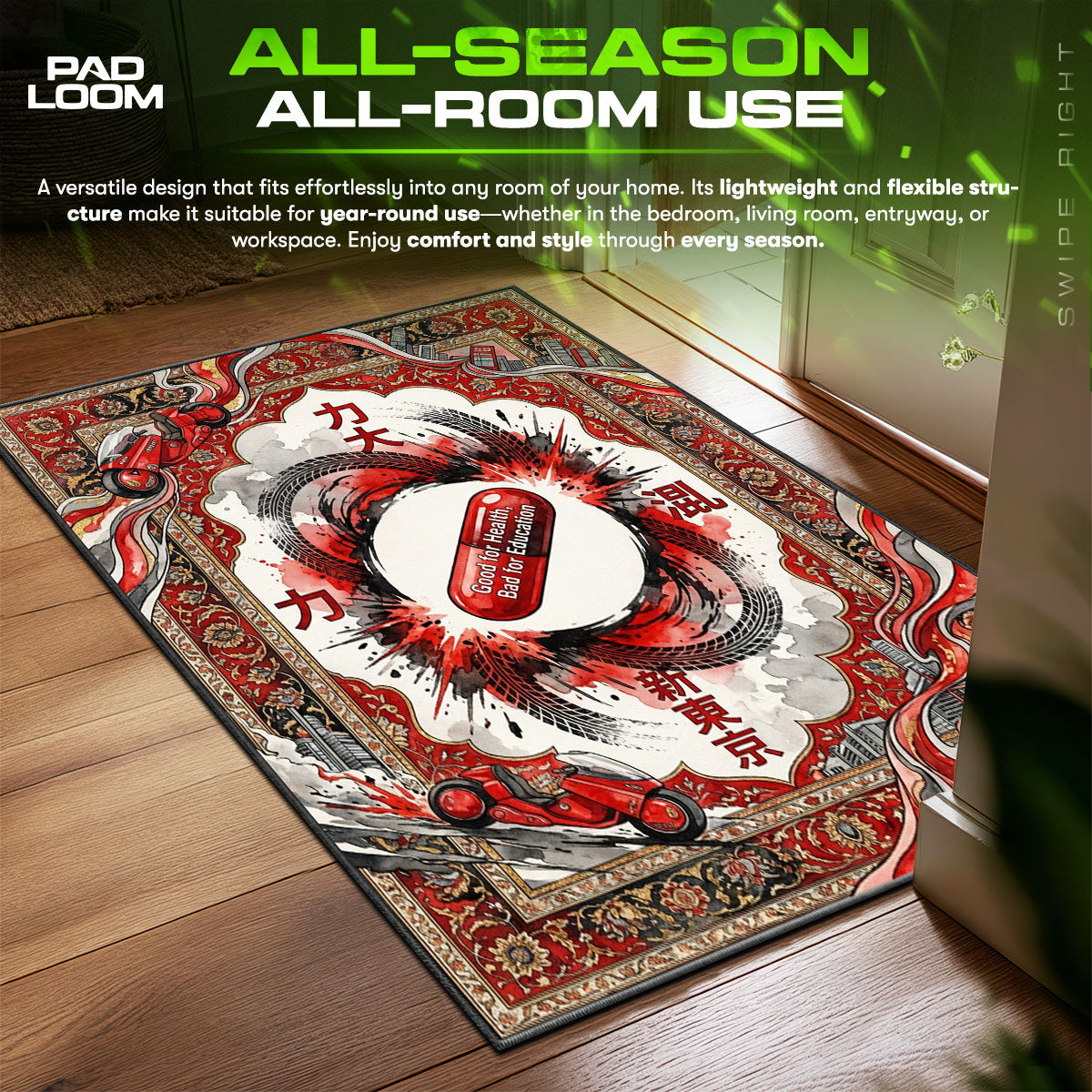 Akira Red Pill Hypebeast Floor fan rug — premium quality print
