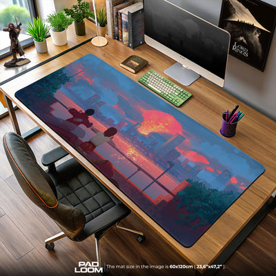 Akira Sunset City Mouse Pad, Anime Cyberpunk Desk Mat