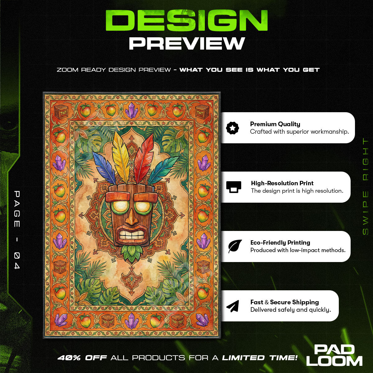 Room character design printed on rug