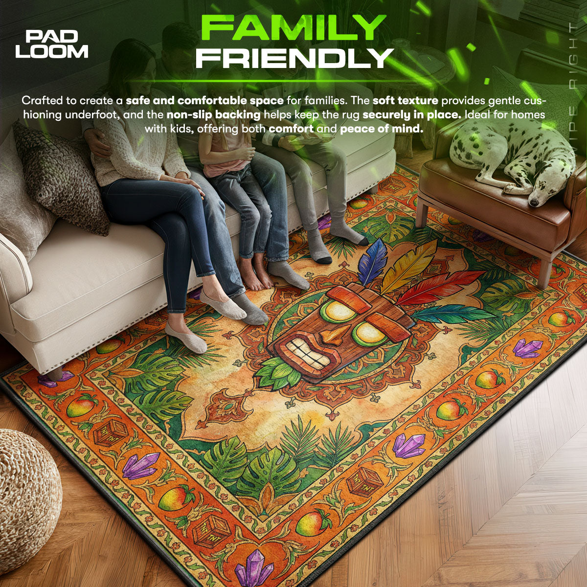 Aku area rug showing full home decor artwork