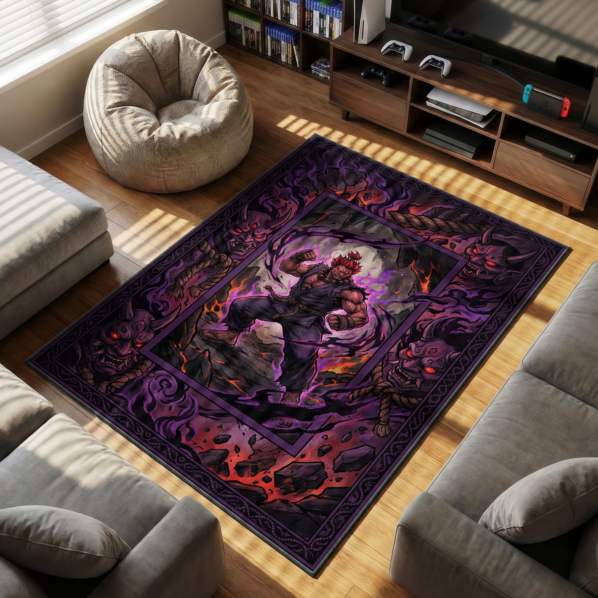 Akuma Satsui themed area rug for home decor fans