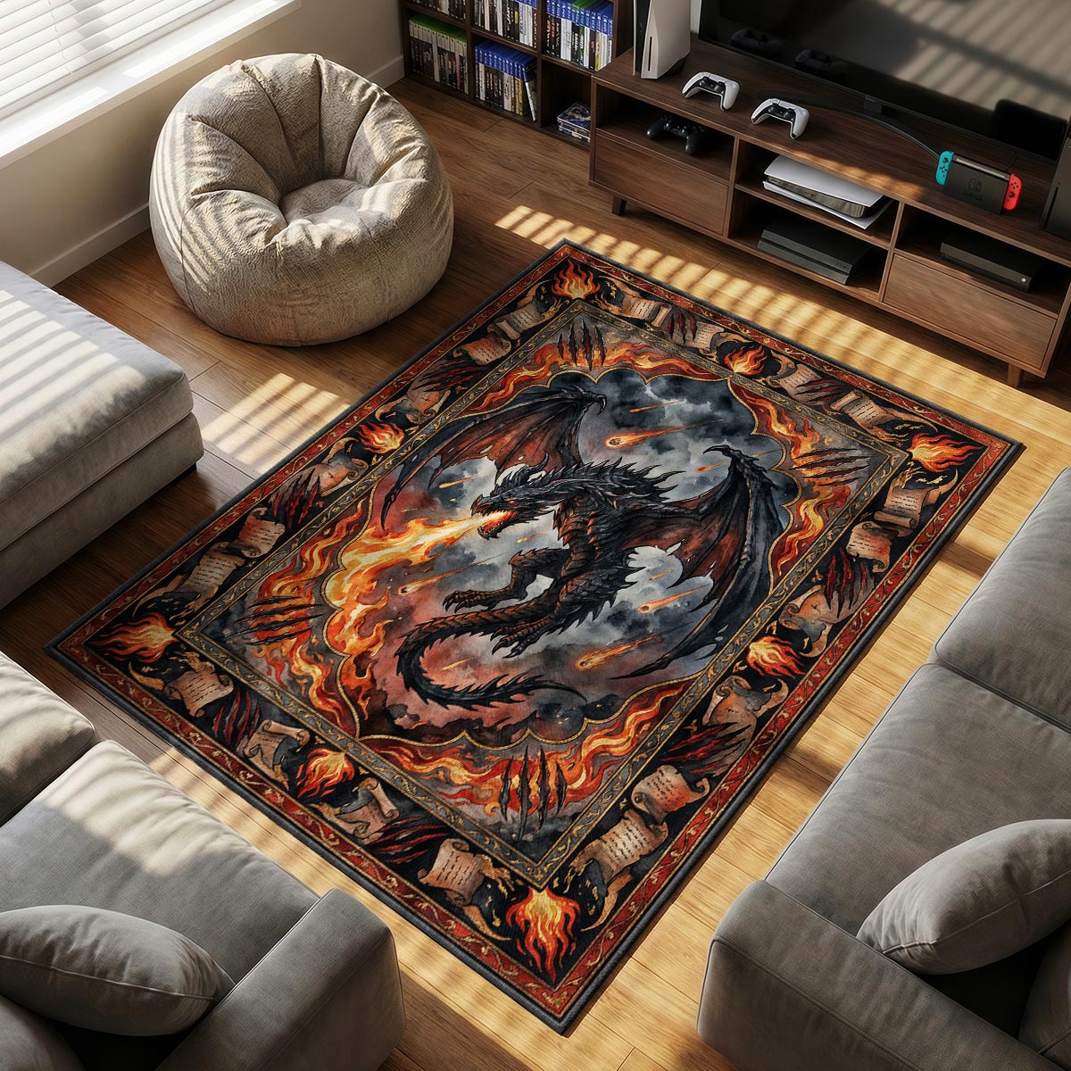 Alduin World Eater Rug - Skyrim Chair Mat