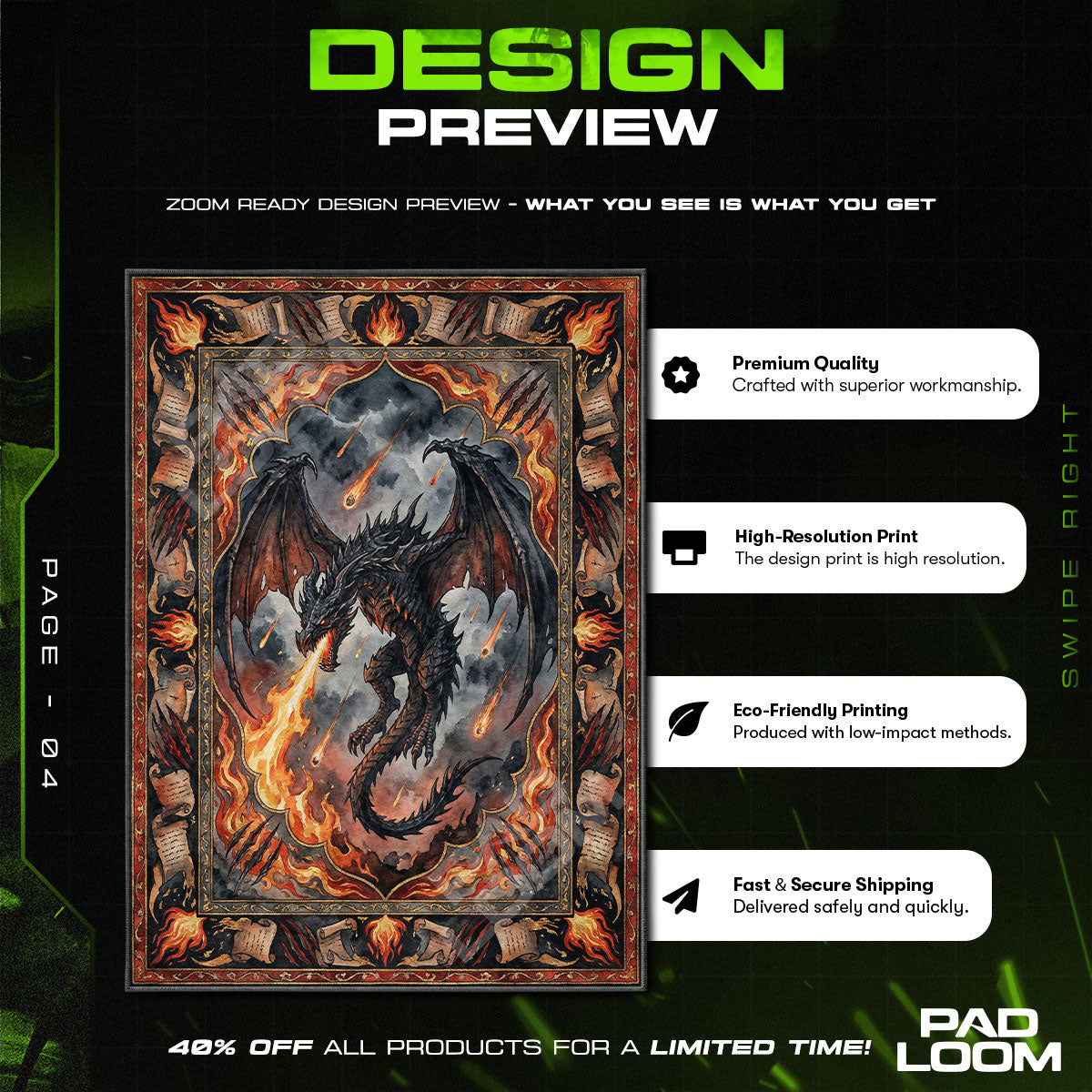 Alduin World Eater Rug - Skyrim Chair Mat