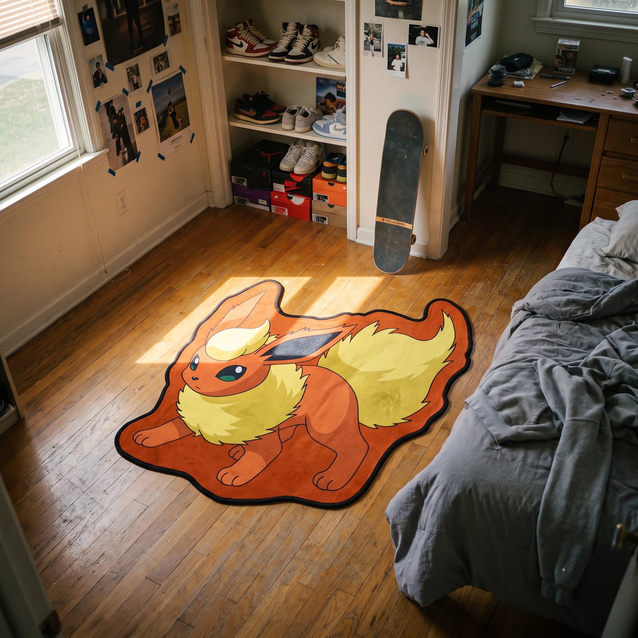 Alert Flareon Rug - Shaped Anime Area Rug