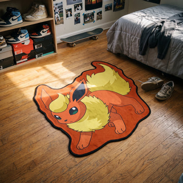 Alert Flareon Rug - Shaped Anime Area Rug