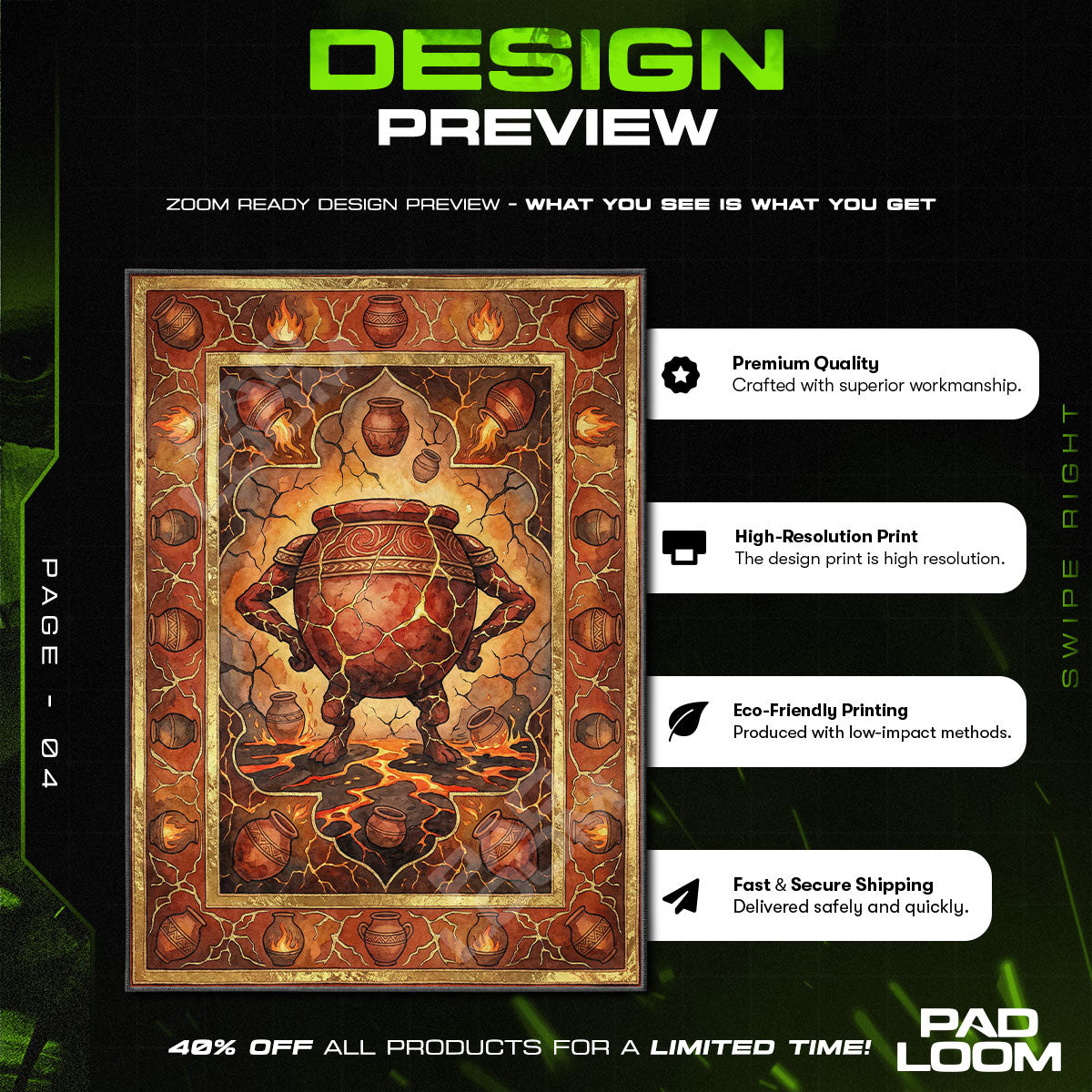 Alexander Iron Fist Magma Rug - Elden Ring Chair Mat