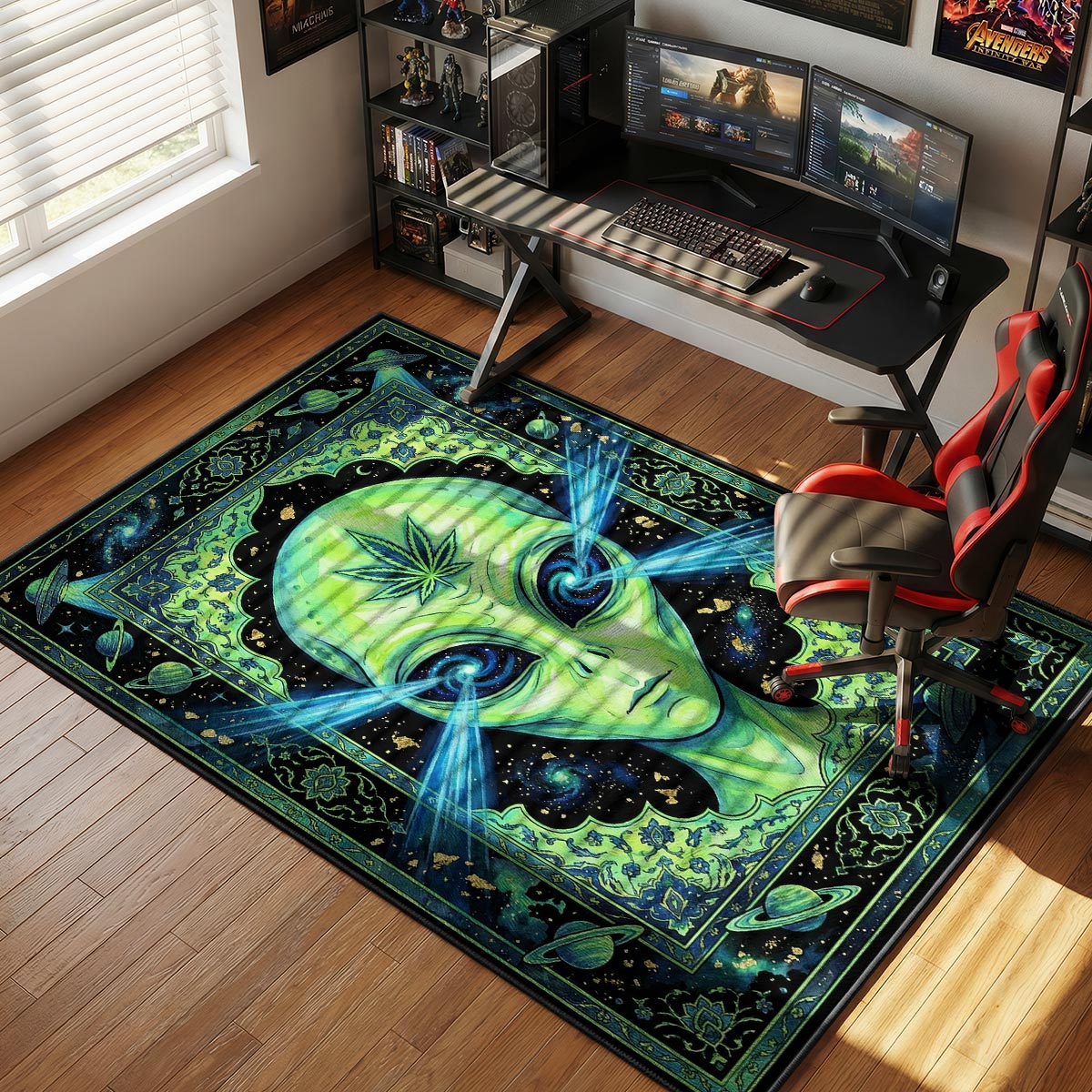 Alien Cannabis Cosmic Streetwear Floor rug — main product view