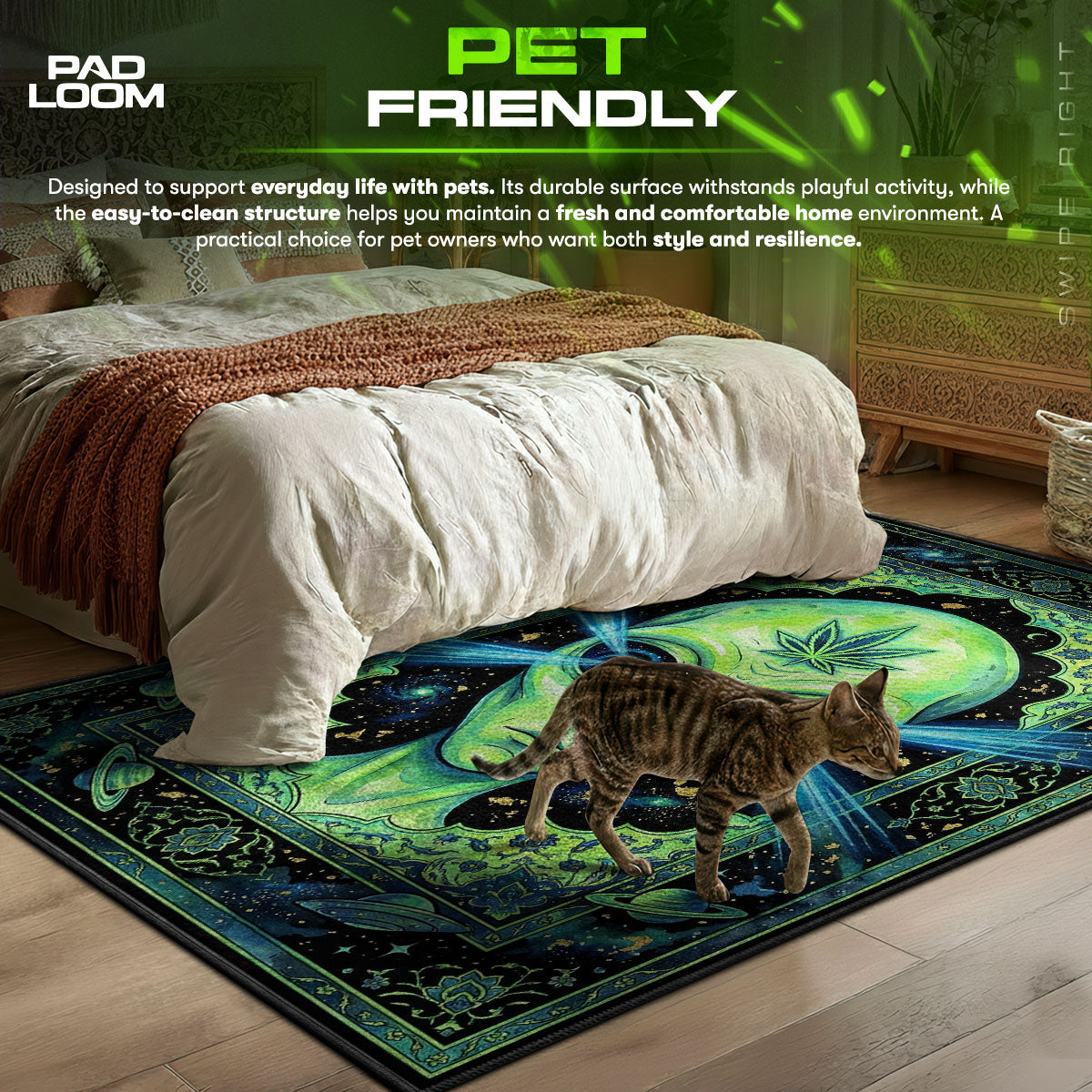 Detailed close-up of Alien rug pattern