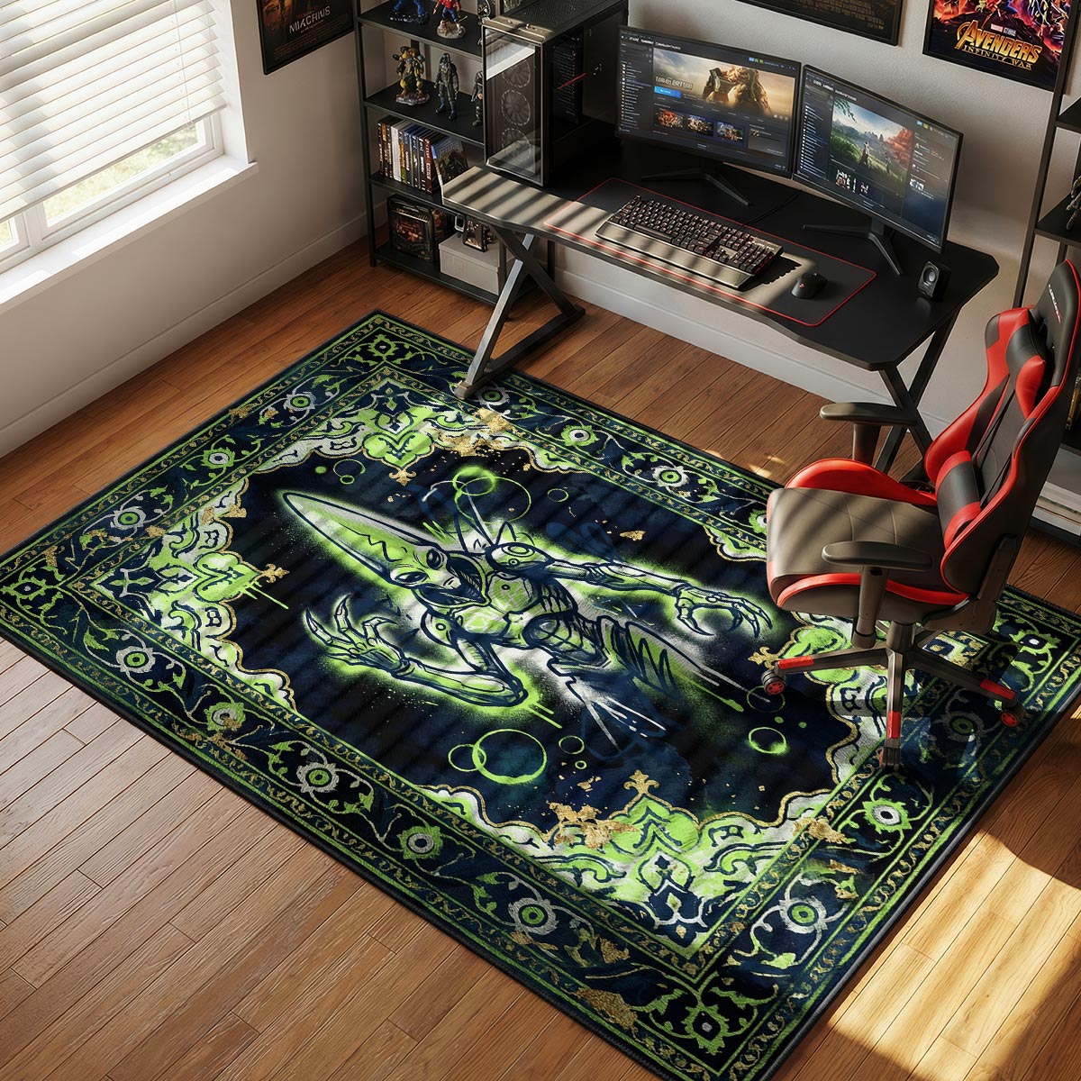 Alien Neon Glow Sci Fi Floor Decor rug — main product view