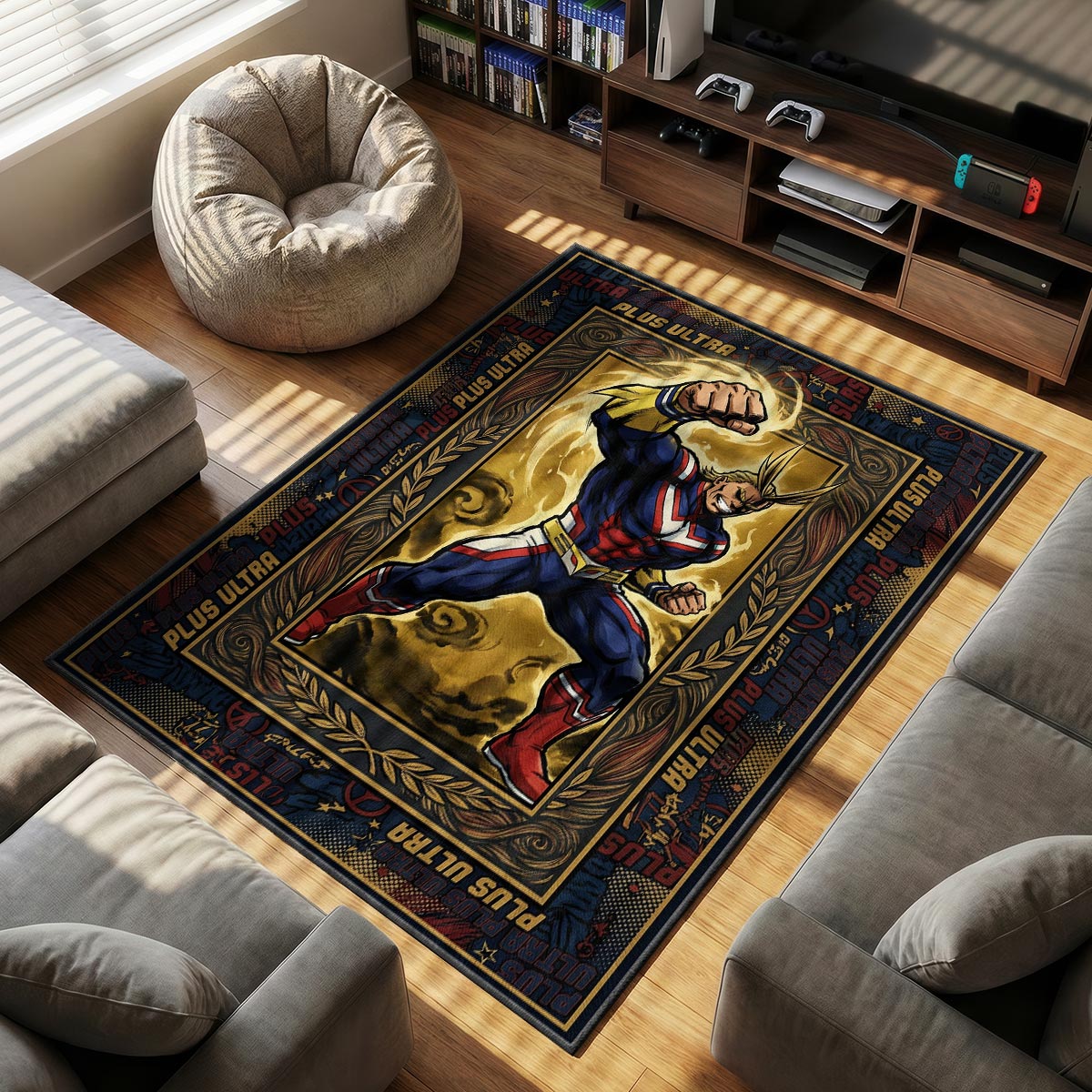 All Might themed area rug for home decor fans