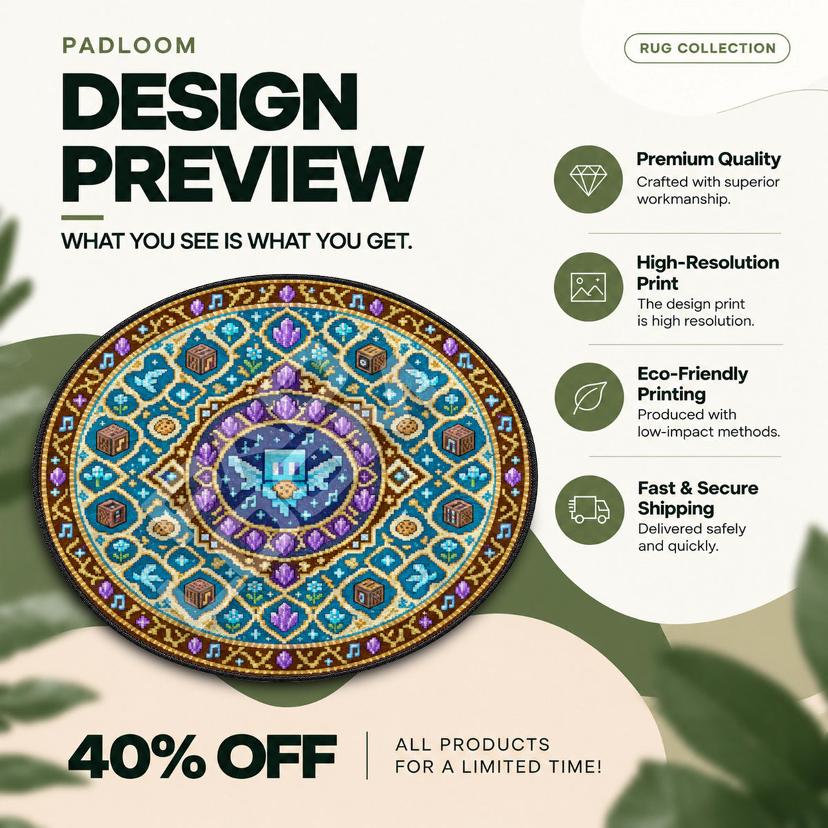 Allay Amethyst Round Rug - Minecraft Chair Mat