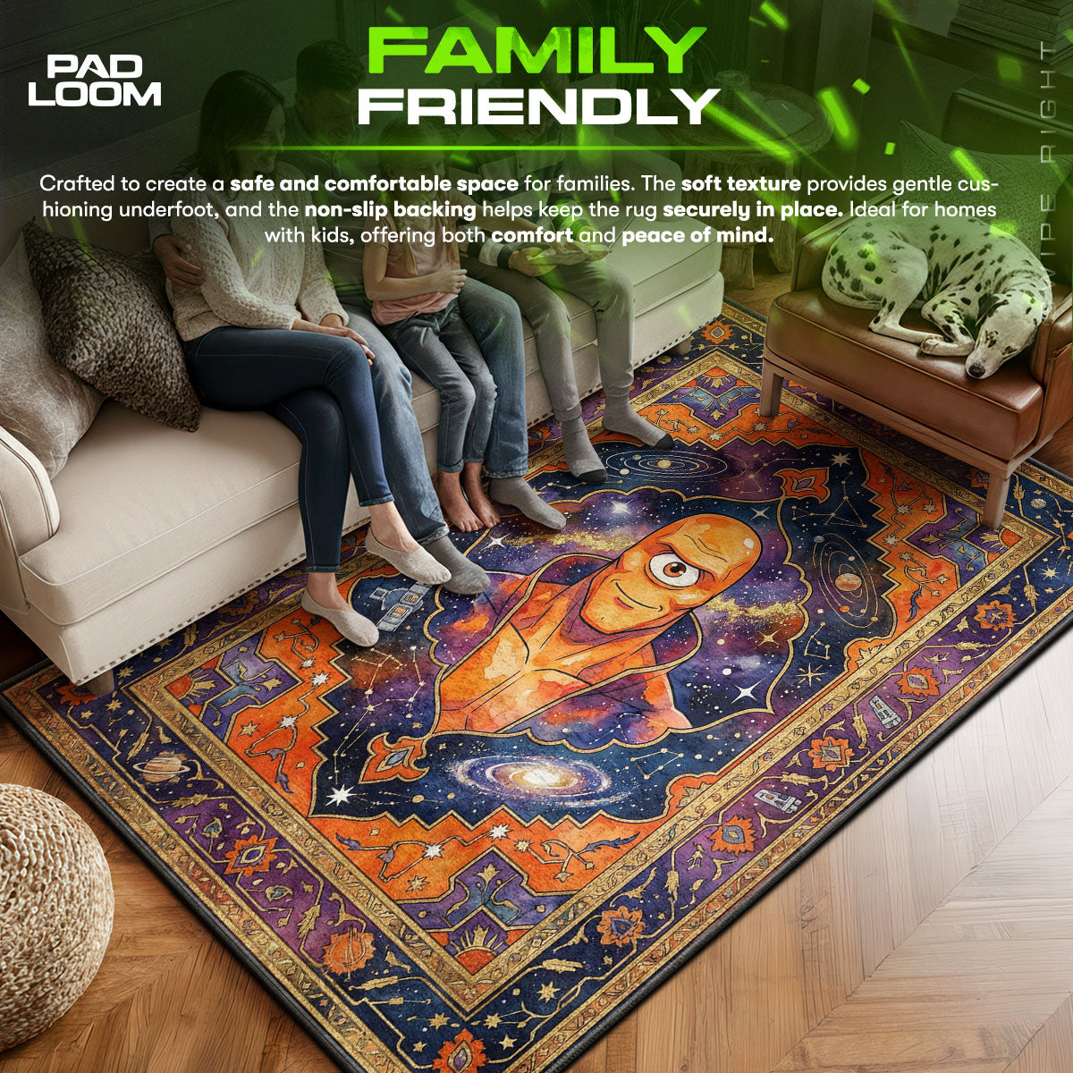 Allen area rug showing full home decor artwork