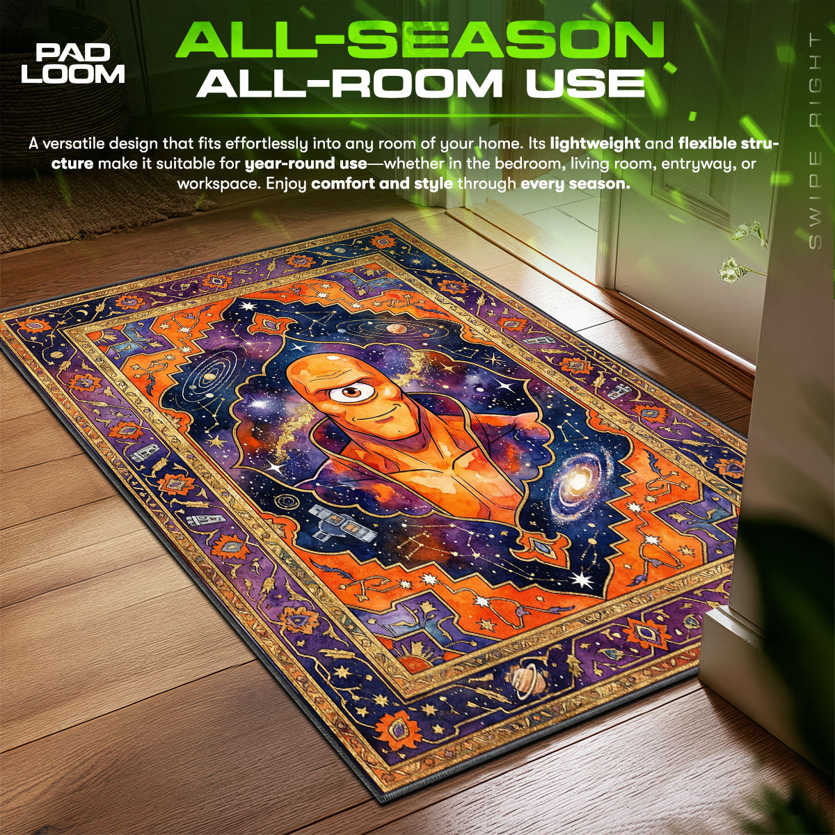 Allen Alien Cosmic Invincible Room fan rug — premium quality print