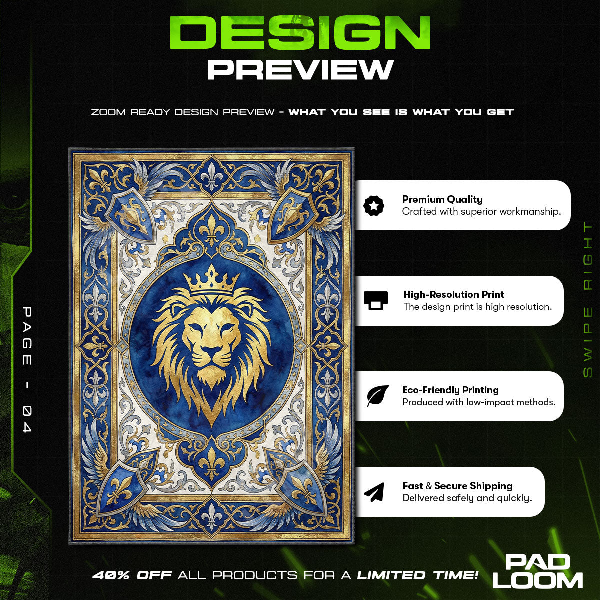 Alliance Lion Royal Crest Rug - World of Warcraft Chair Mat