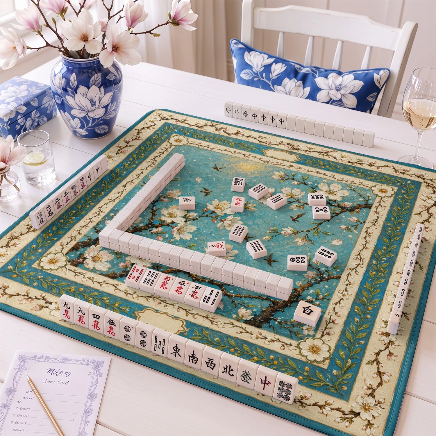 Almond Blossom Mahjong Mat - Mah Jongg Mat