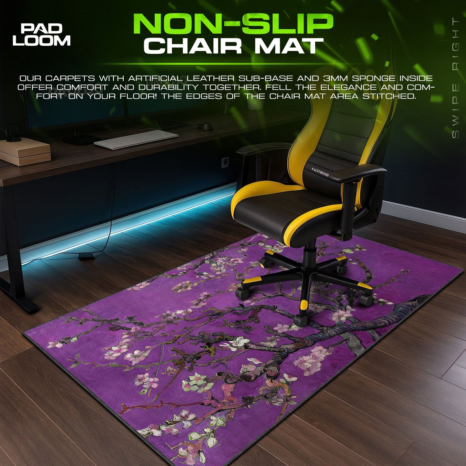 Almond Blossom Mouse Pad, Purple Van Gogh Gaming Desk Mat Padloom