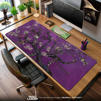 Almond Blossom Mouse Pad, Purple Van Gogh Gaming Desk Mat