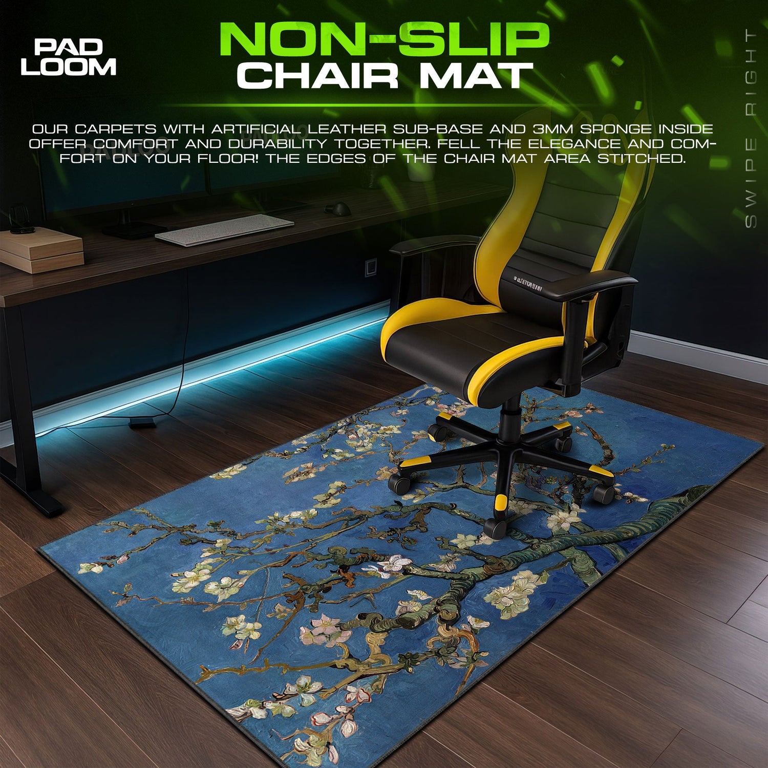 Almond Blossom Mouse Pad, Van Gogh Floral Gaming Desk Mat Padloom