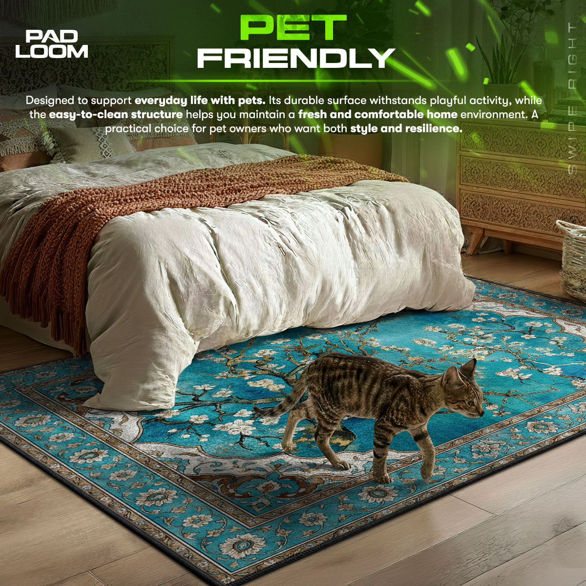 Almond Blossom themed area rug for home decor fans