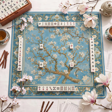 Almond Branch Blue Mahjong Mat – neoprene mah jongg table mat