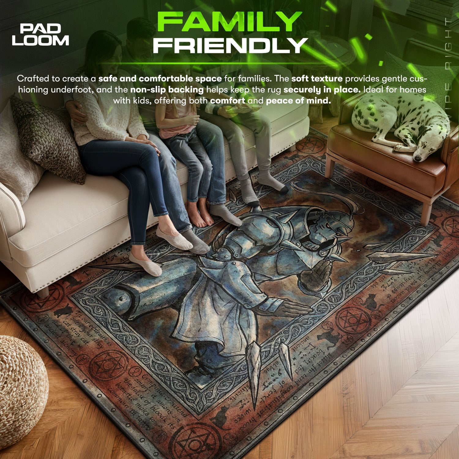 Alphonse area rug showing full home decor artwork