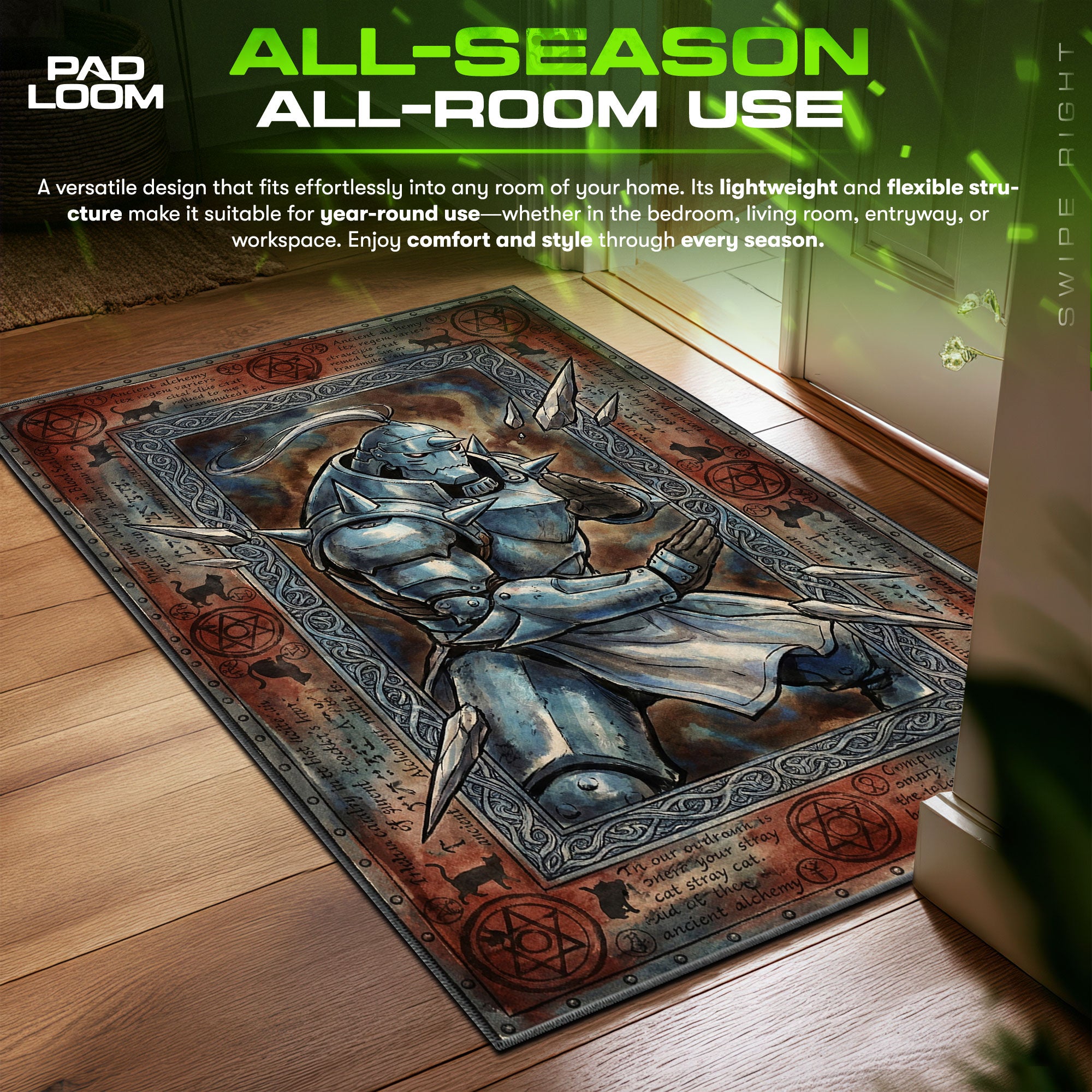 Alphonse Elric Armored Soul Fullmetal Alchemist Chair fan rug — premium quality print