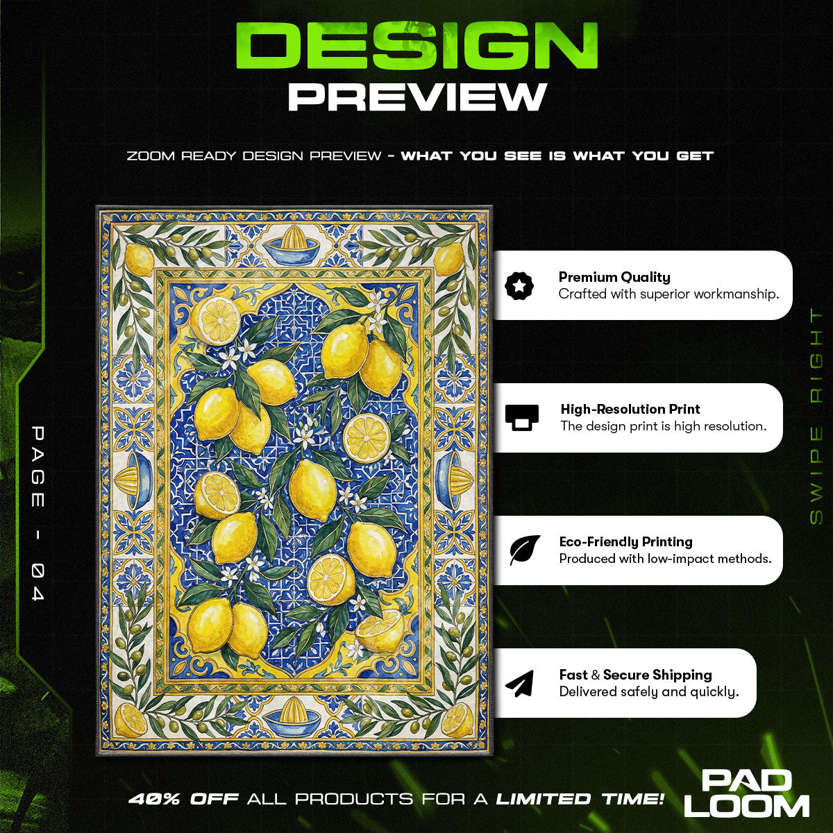 Amalfi Lemon Italian Kitchen Floor rug — main product view