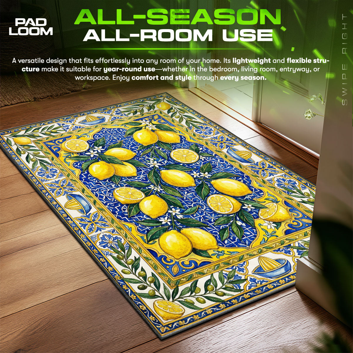 Floor character design printed on rug
