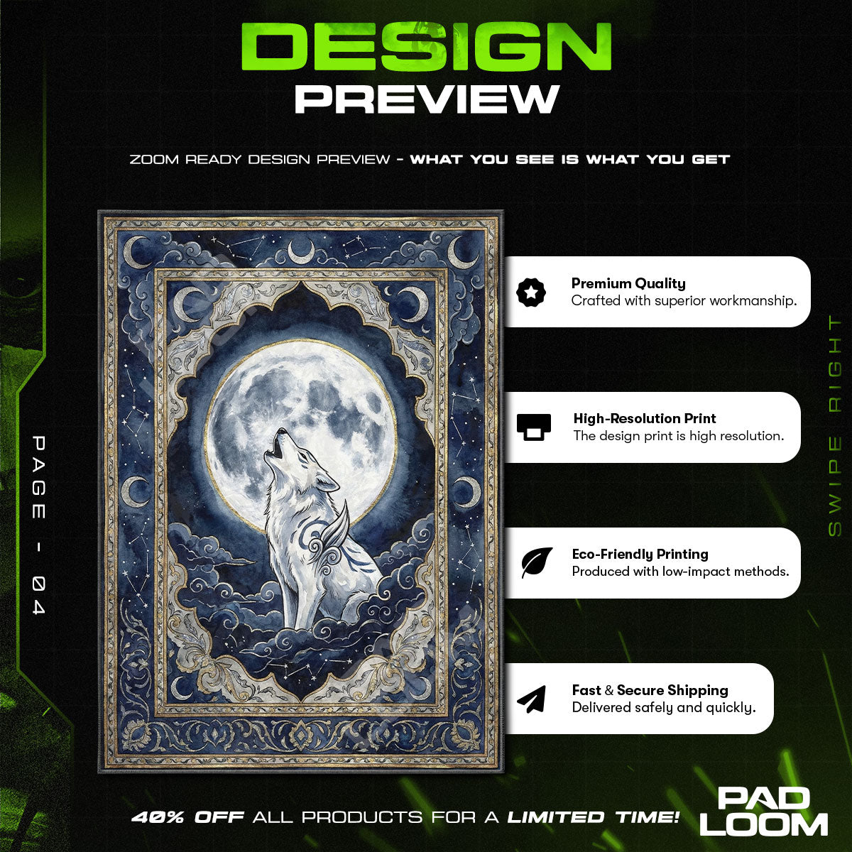 Amaterasu Moon Howl Rug - Okami Chair Mat