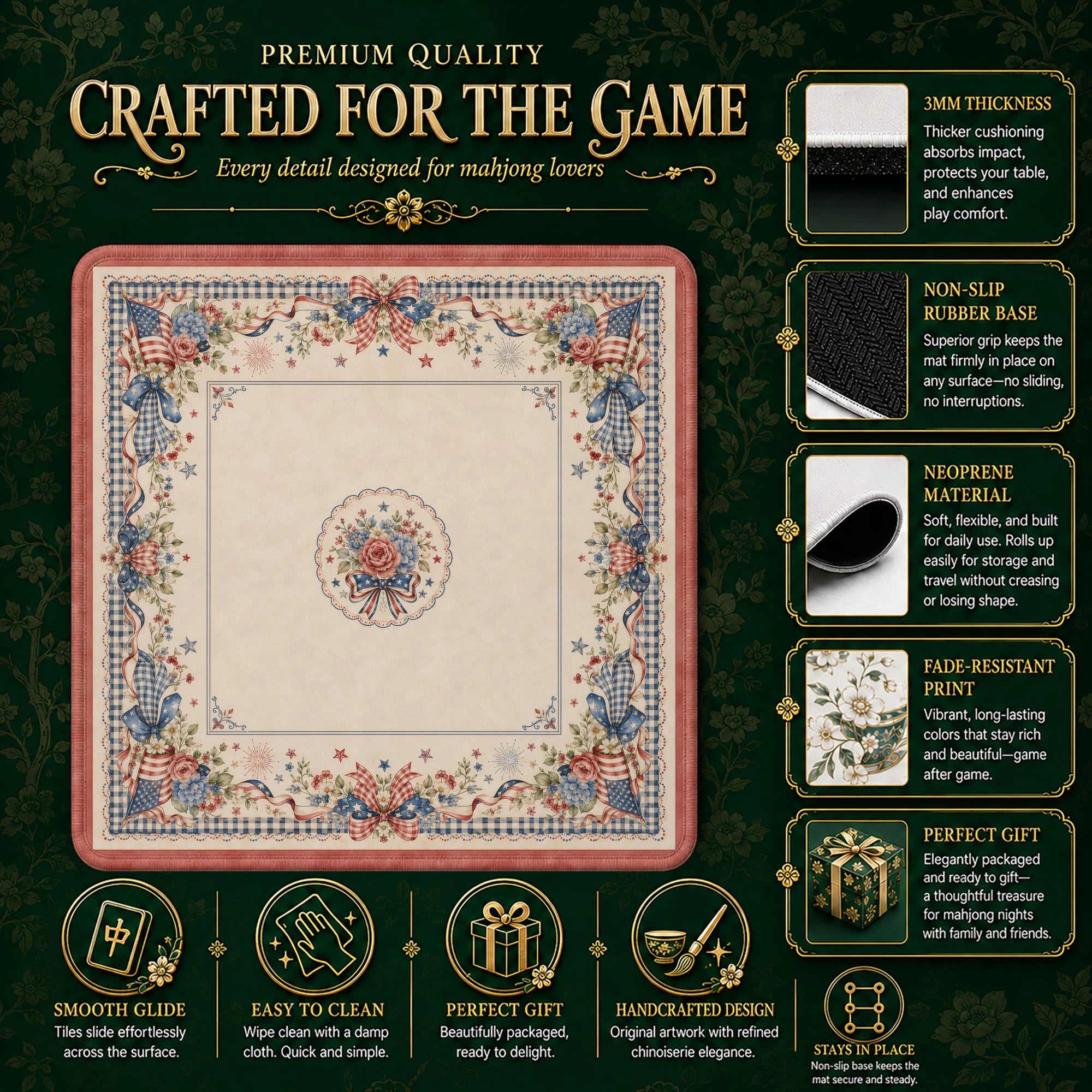 Americana Heritage Mahjong Mat - Mah Jongg Mat