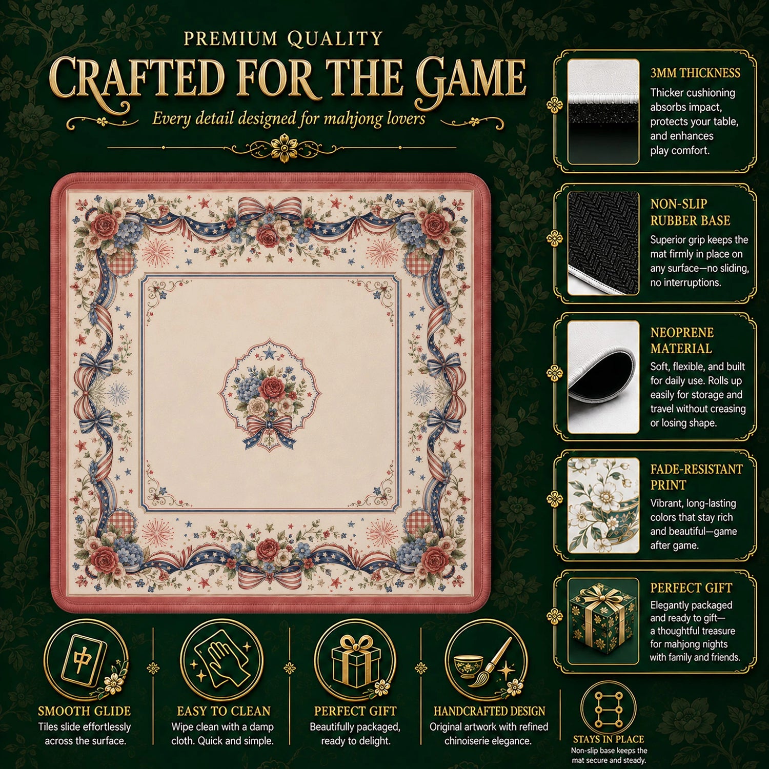 Americana Liberty Mahjong Mat - Mah Jongg Mat