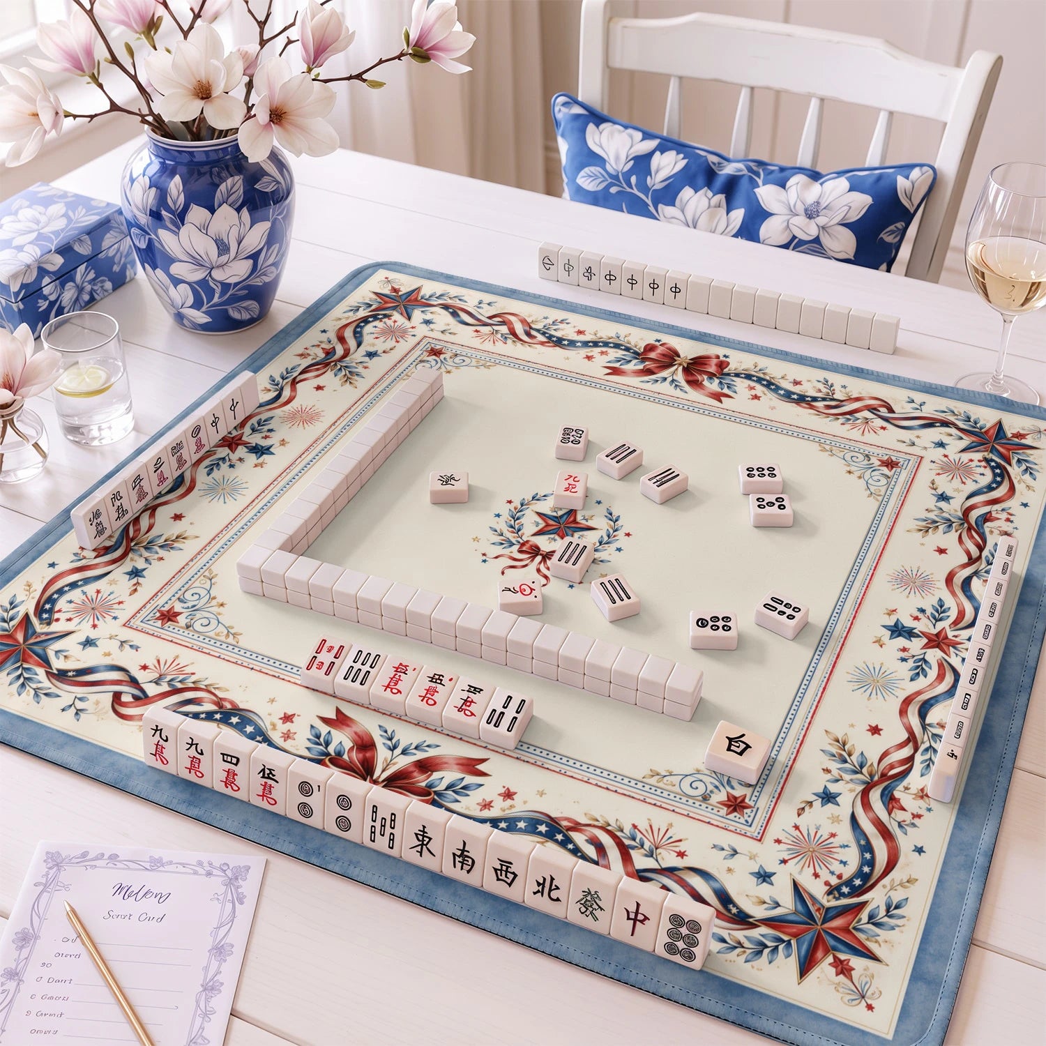 Americana Star Wreath Mahjong Mat - Mah Jongg Mat