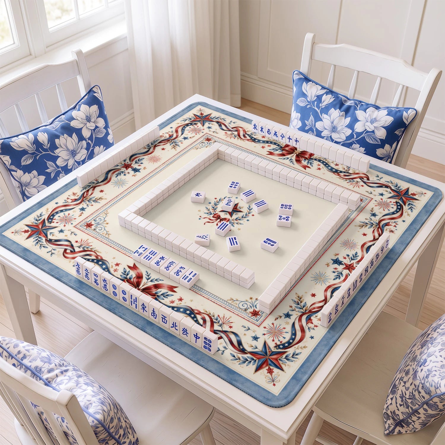 Americana Star Wreath Mahjong Mat - Mah Jongg Mat