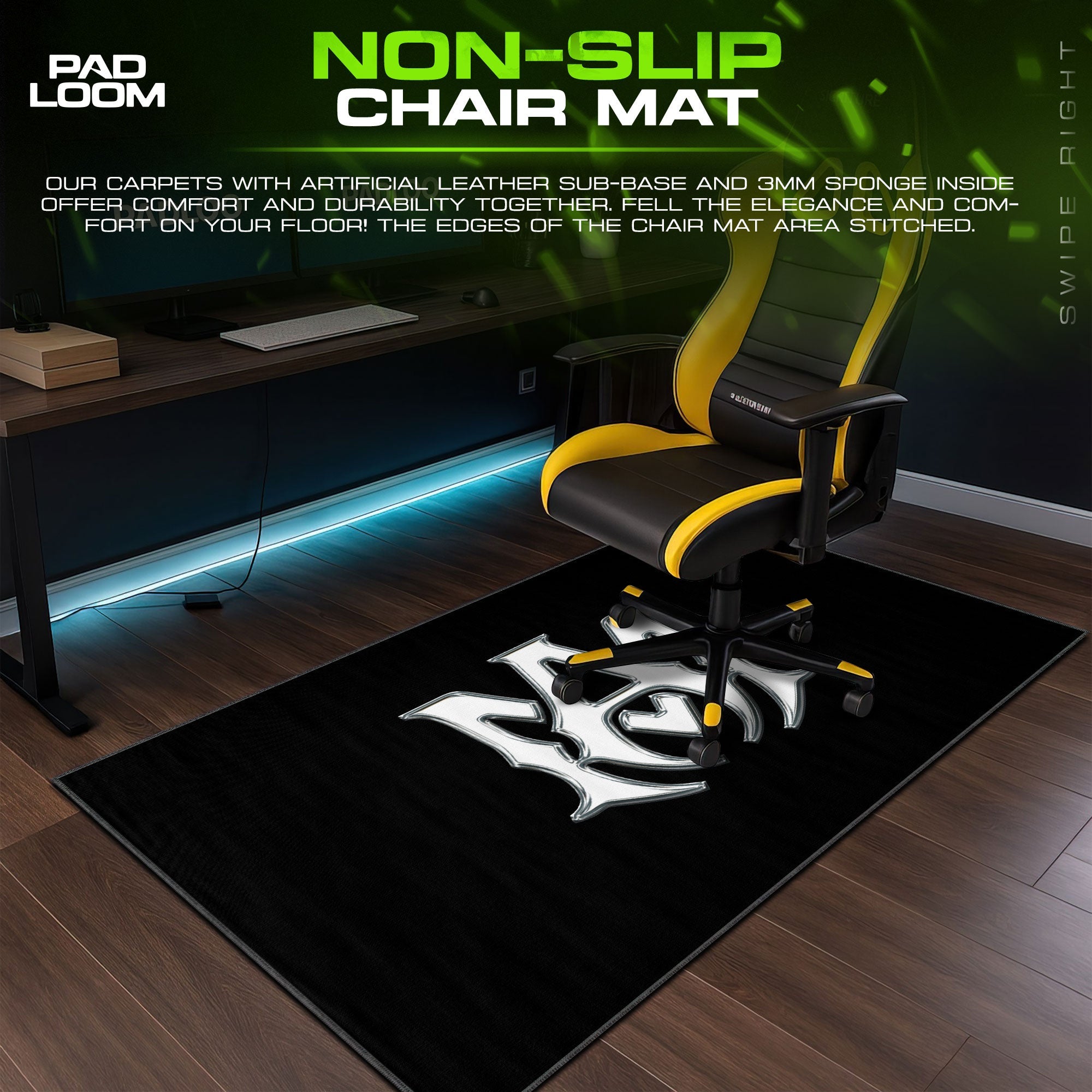Amiri Mouse Pad - Black Emblem Gaming Desk Mat Padloom