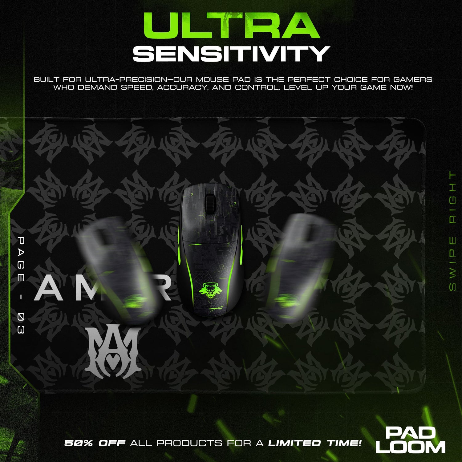Amiri Mouse Pad - Dark Pattern Gaming Desk Mat Padloom
