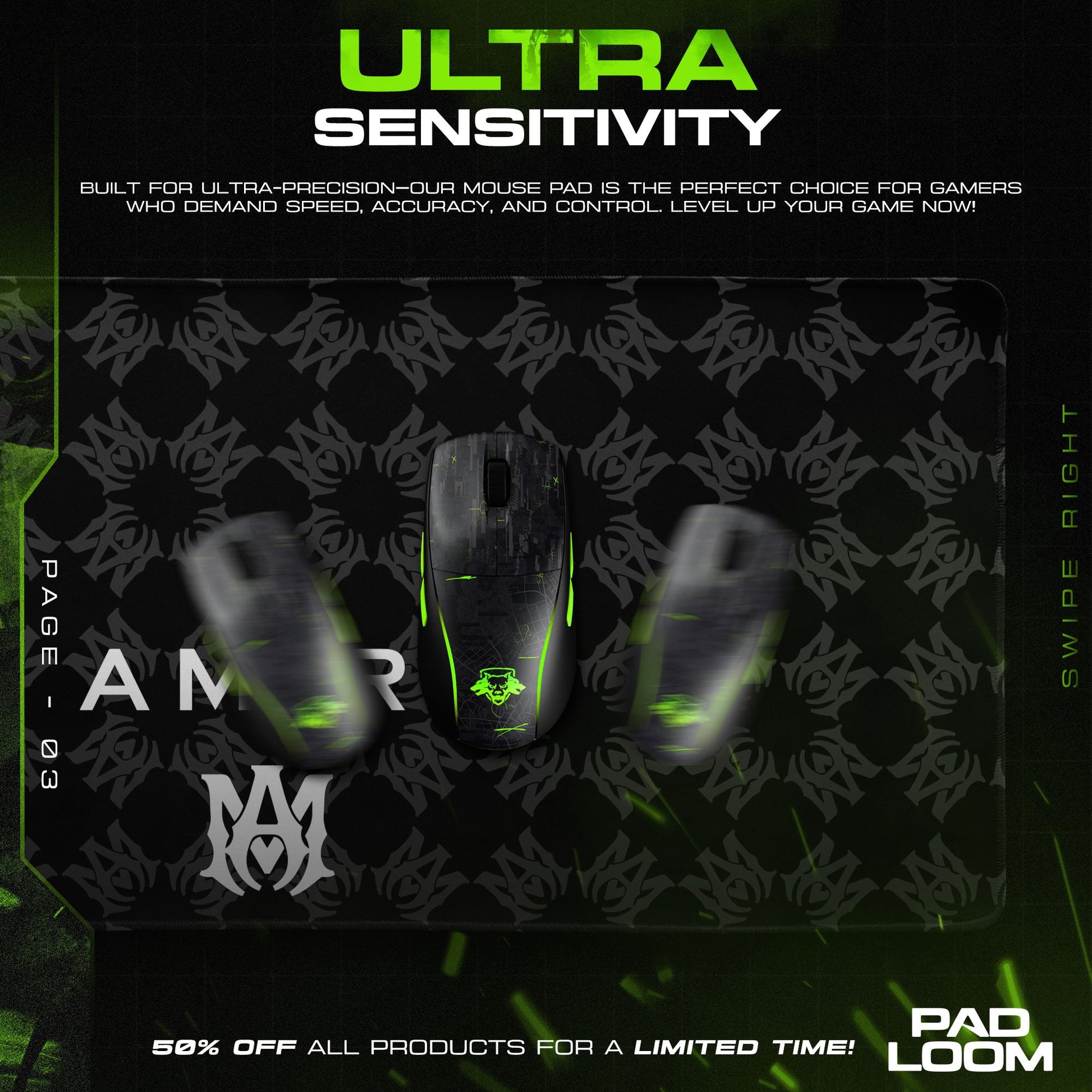 Amiri Mouse Pad - Dark Pattern Gaming Desk Mat Padloom