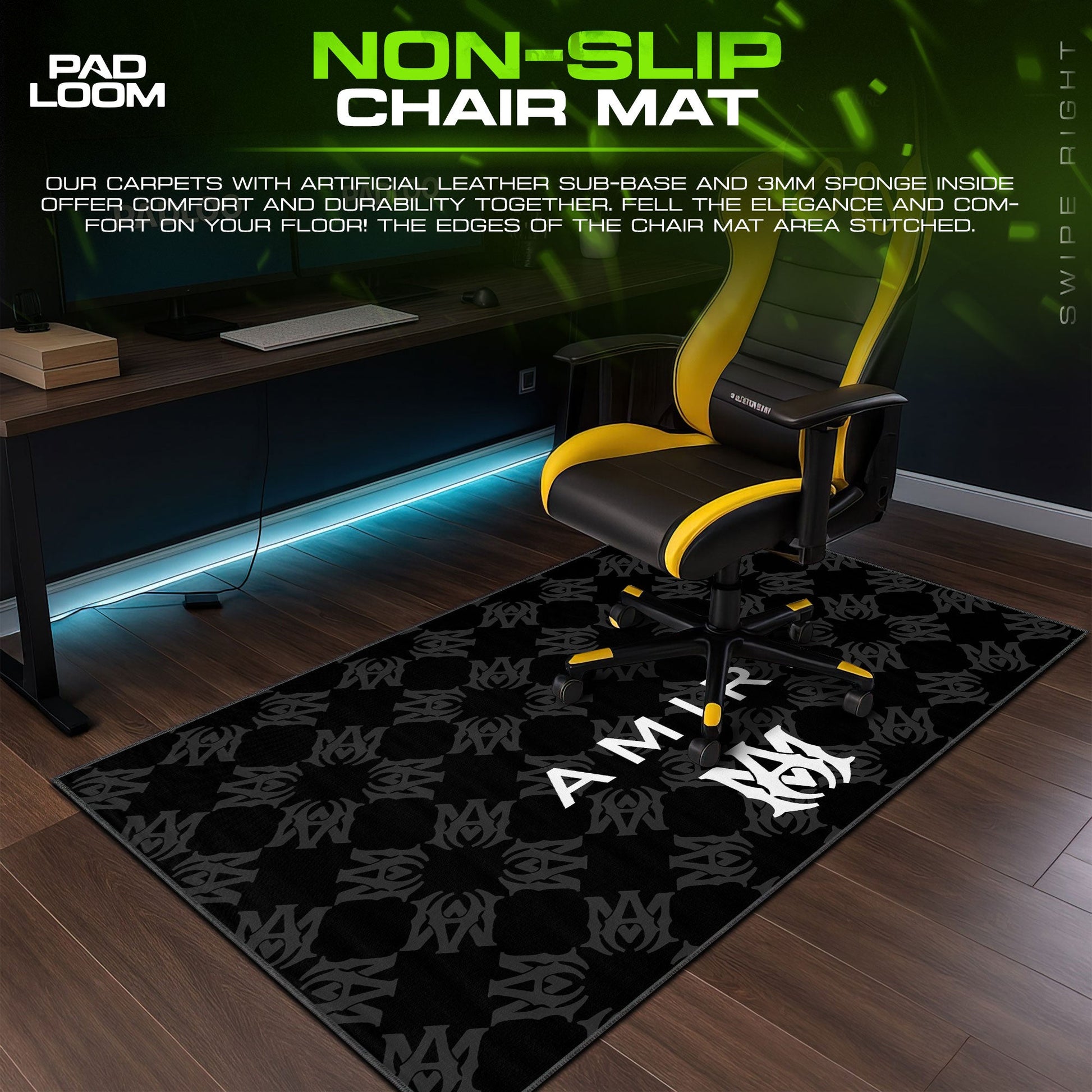 Amiri Mouse Pad - Dark Pattern Gaming Desk Mat Padloom