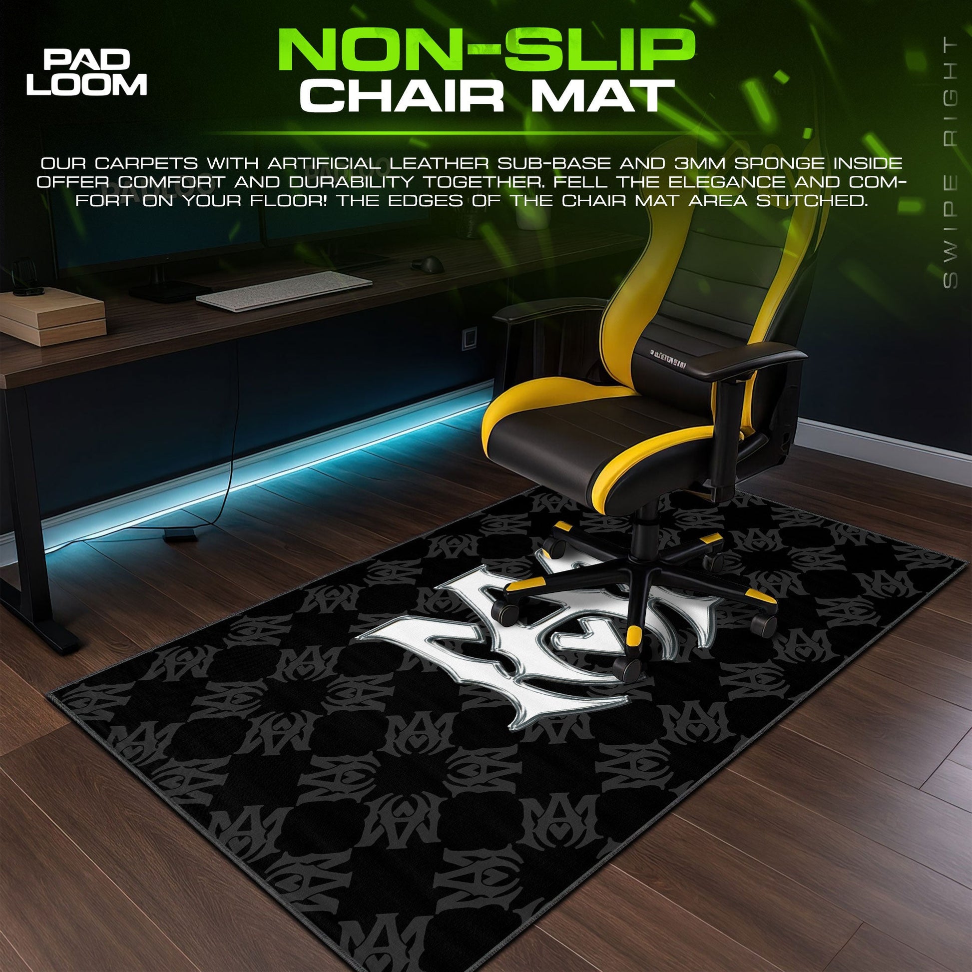 Amiri Mouse Pad - Silver Emblem Gaming Desk Mat Padloom