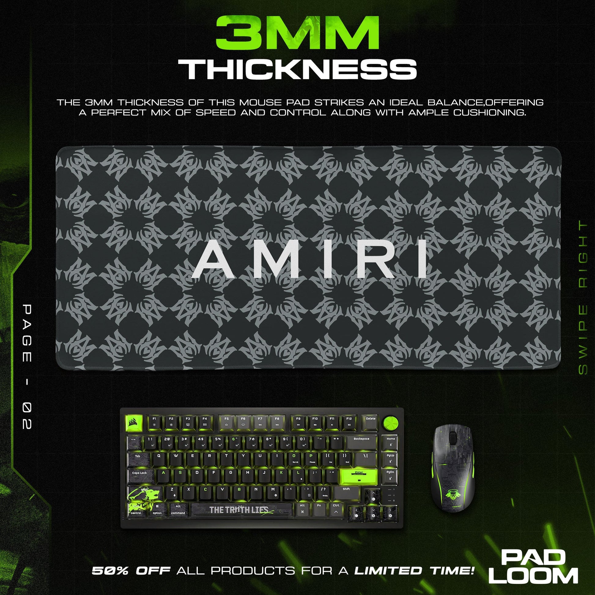 Amiri Mouse Pad - Tribal Shadow Gaming Desk Mat Padloom