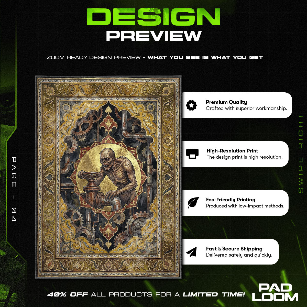 Chair character design printed on rug