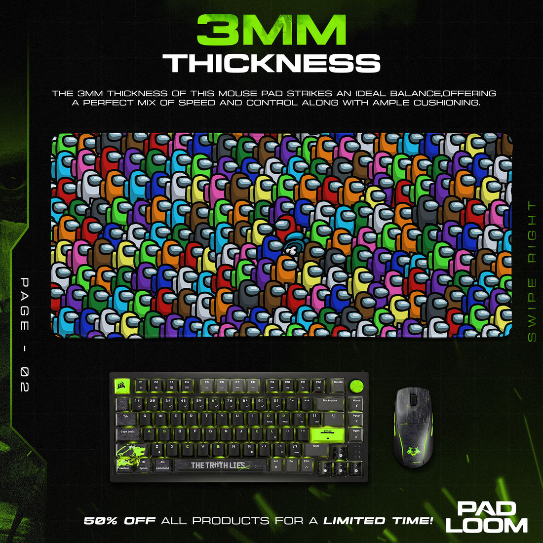 Among Us Mouse Pad, Colorful Crew Pattern Gaming Desk Mat