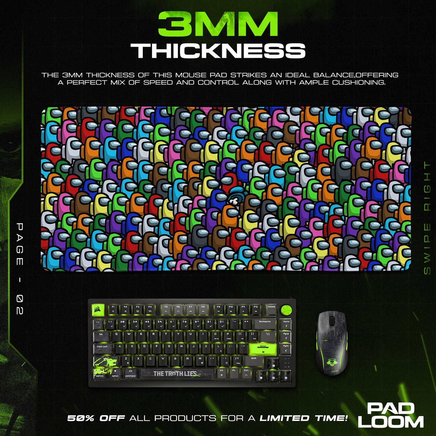 Among Us Mouse Pad, Colorful Crew Pattern Gaming Desk Mat Padloom