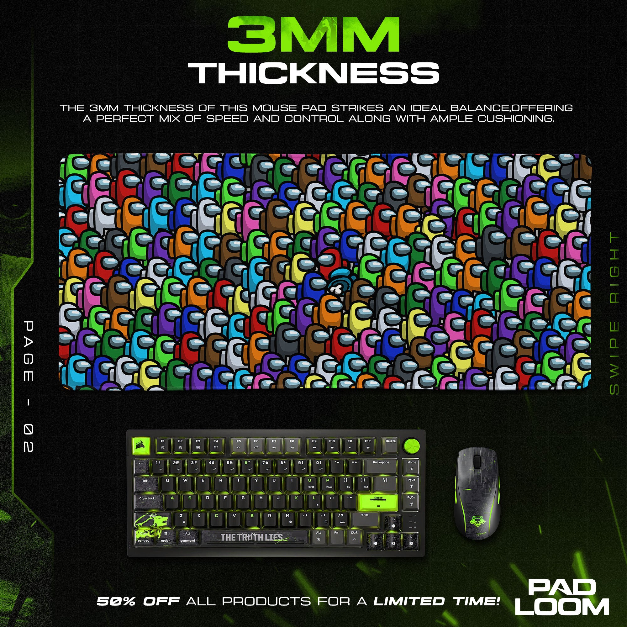 Among Us Mouse Pad, Colorful Crew Pattern Gaming Desk Mat