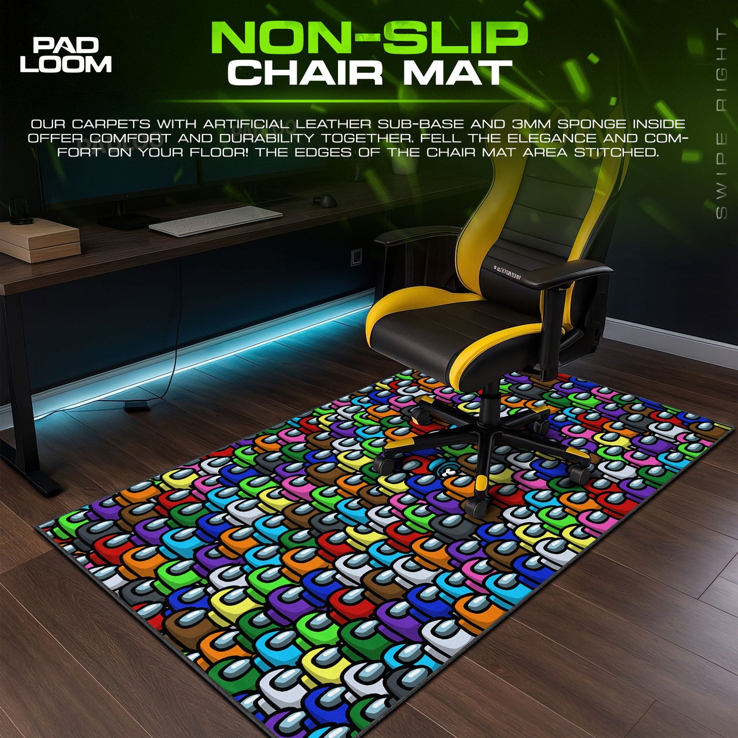 Among Us Mouse Pad, Colorful Crew Pattern Gaming Desk Mat Padloom