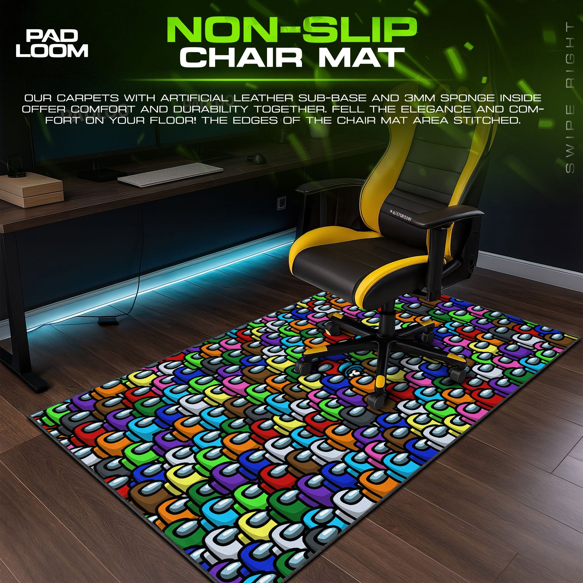 Among Us Mouse Pad, Colorful Crew Pattern Gaming Desk Mat