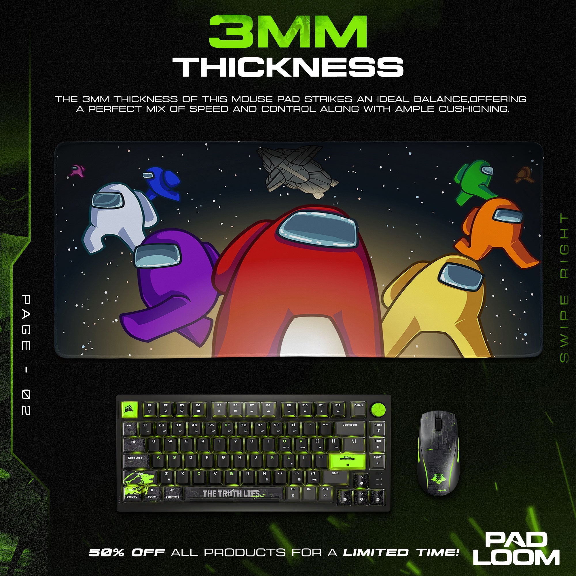 Among Us Mouse Pad, Galactic Voyage Gaming Desk Mat
